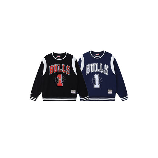 Mitchell&ness 公牛队罗斯退役纪念版 黑色/藏青色圆领卫衣 商品图0