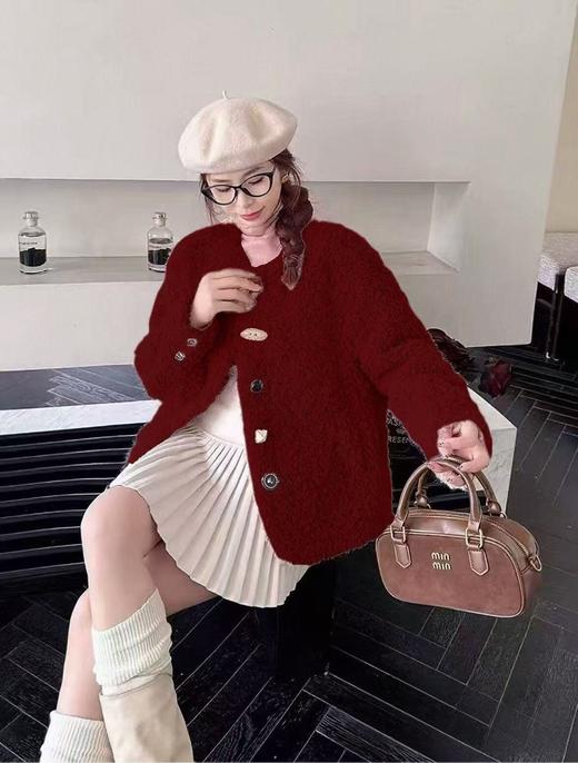 限时秒杀！最后2件! （不支持退货，介意勿入）皮毛一体！！爆款彩色粽子扣852小香风30%毛女秋冬季皮毛一体加厚保暖外套-喜出 商品图3