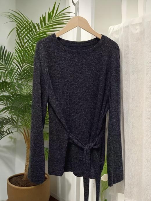 女王节抢购价-不支持退【自营】素感【小衫】85720粘胶纤维针织腰带款小衫-喜出 商品图2