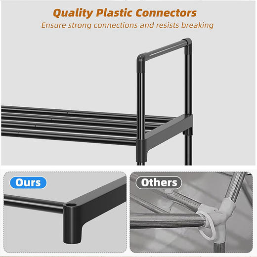 美国 3层鞋类收纳架 金属储物架 41.9*59.4*29.9cm 黑色 X003YNIH65 商品图2