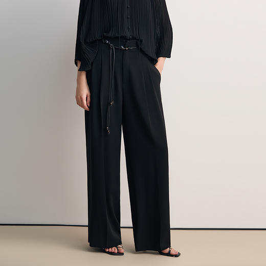 EITIE爱特爱时尚高腰系带直筒阔腿通勤长裤2026春新款8505213 商品图5