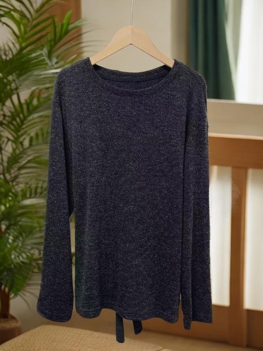 女王节抢购价-不支持退【自营】素感【小衫】85720粘胶纤维针织腰带款小衫-喜出 商品图3