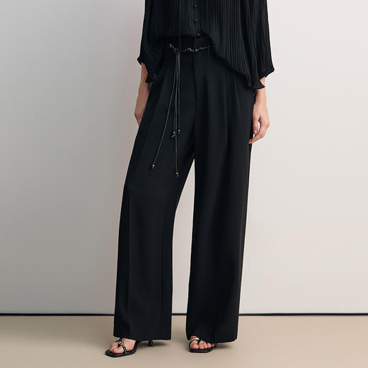 EITIE爱特爱时尚高腰系带直筒阔腿通勤长裤2026春新款8505213 商品图3