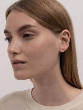 北京仓｜Skultuna-Pave-马蹄形 密钻 金色 耳钉［瑞典设计师］