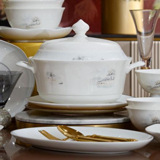 凡瑞斯烟雨江南（釉中彩）60头10人骨瓷餐具-YHD 商品图6