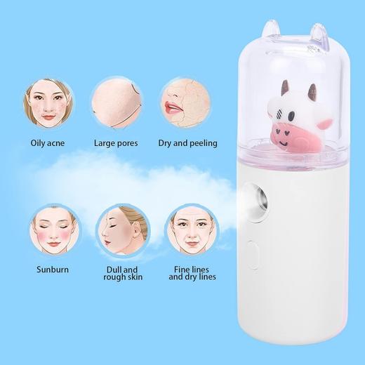 可爱卡通动物面部便携手持纳米喷雾补水仪 皮肤保湿 粉色 商品图4