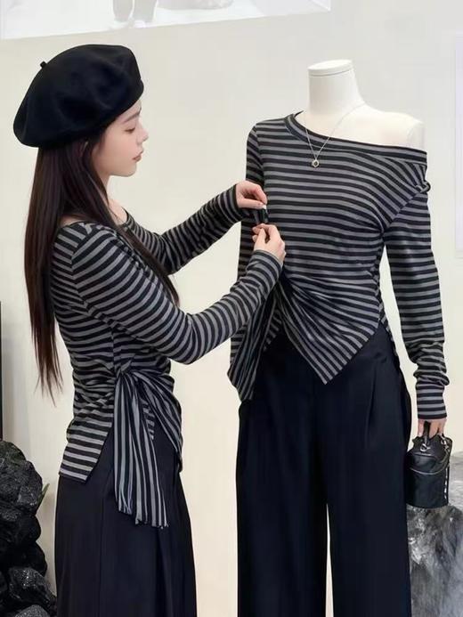 现货清【自营】~王炸爆款 超舒服！！莫代尔棉一字肩不规则设计感开叉上衣02506-喜出 商品图4