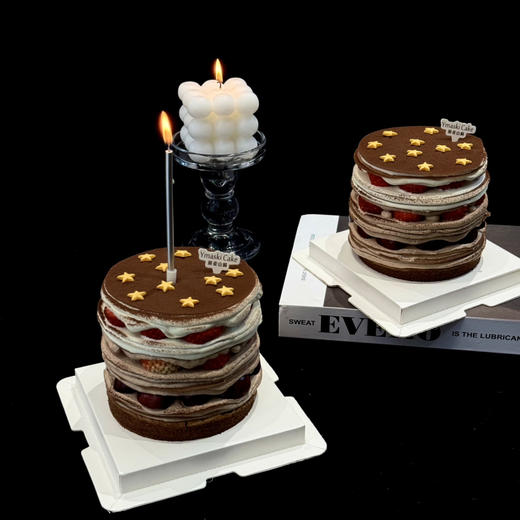 社群|4寸加高星星巧克力千层（草莓+车厘子） 商品图0