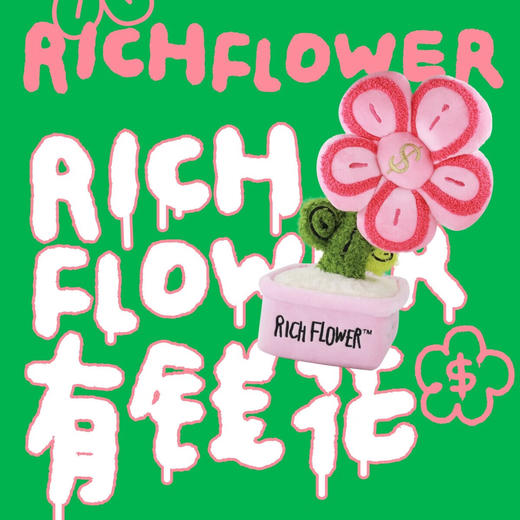 RICH FLOWER 有钱花 毛绒摆件 30CM 粉色 毛绒桌面摆件客厅装饰生日新年礼物送礼礼品 商品图2