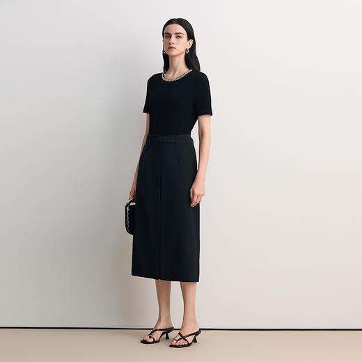 EITIE爱特爱显瘦a字高腰纯色通勤百搭半身裙2026春季新款8506204 商品图1