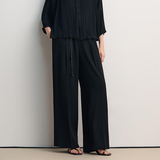 EITIE爱特爱时尚高腰系带直筒阔腿通勤长裤2026春新款8505213 商品图2