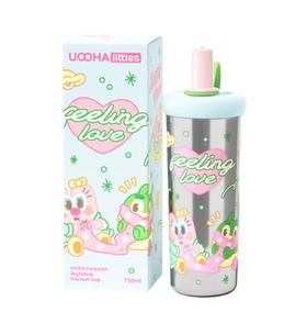 uooha悠哈笑吸吸茶仓保温吸管杯织梦时光-镜面银730ml