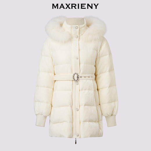 玛克门店发货：MAXRIENY优雅浪漫狐狸毛条立领收腰羽绒服(货号:MF86DC503) 商品图3