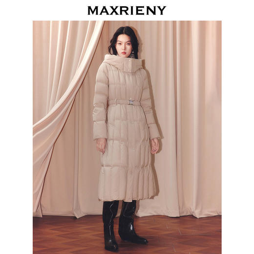 玛克门店发货：摩登复古收腰X型连帽羽绒服(货号:MF86DC501X10) 商品图0