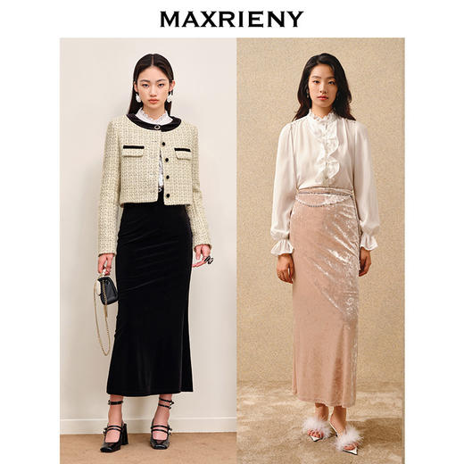 玛克门店发货：精致复古丝绒鱼尾半裙(货号:MS88SK522) 商品图1