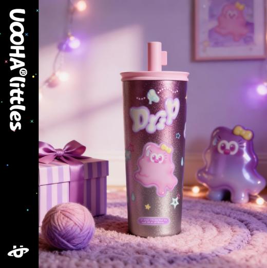 uooha悠哈漫萃纯钛保温杯快乐化啦-粉 560ml 商品图0