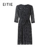 EITIE爱特爱圆领抽绳收腰字母印花图案设计优雅中长款连衣裙8507202 商品缩略图6