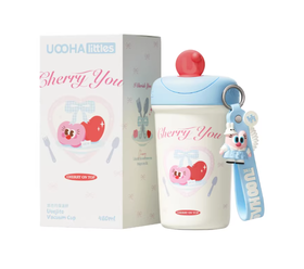 uooha悠哈悠吉托保温杯心心相樱-白蓝 480ml