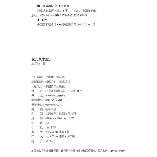 花儿从未重开 新青年诗人文库 王二冬 著 中国青年出版社 商品图3