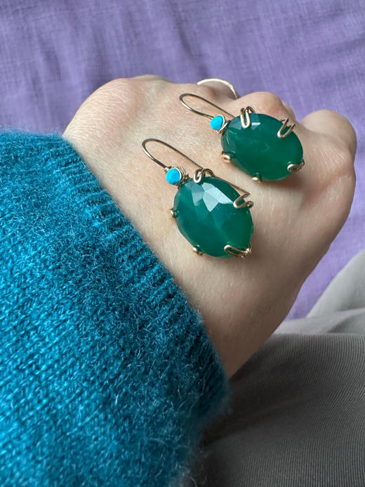 SpoiledBrat Jewelry绿玉髓绿松石耳环 商品图6
