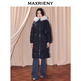 玛克门店发货：MAXRIENY简约廓形狐狸毛领超长过膝羽绒服(货号:MF86DC510)