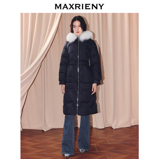 玛克门店发货：MAXRIENY简约廓形狐狸毛领超长过膝羽绒服(货号:MF86DC510) 商品图0