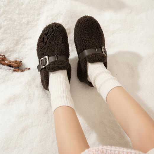 【羊皮毛】西村名物2025年冬季新款舒适平跟羊皮毛吧暖豆豆鞋毛毛鞋T25DM40071 商品图7