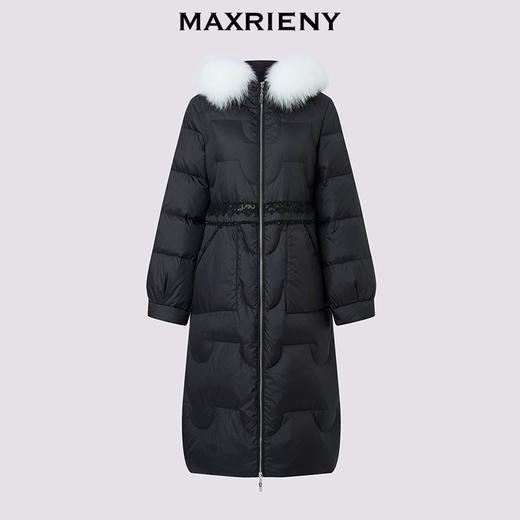 玛克门店发货：MAXRIENY简约廓形狐狸毛领超长过膝羽绒服(货号:MF86DC510) 商品图3