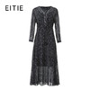 EITIE爱特爱V领抽绳收腰字母印花图案设计优雅长款连衣裙8507201 商品缩略图5