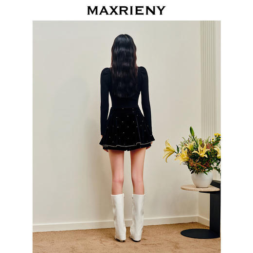 玛克门店发货：法式复古丝绒烫钻裤裙(货号:MS87PA515) 商品图3