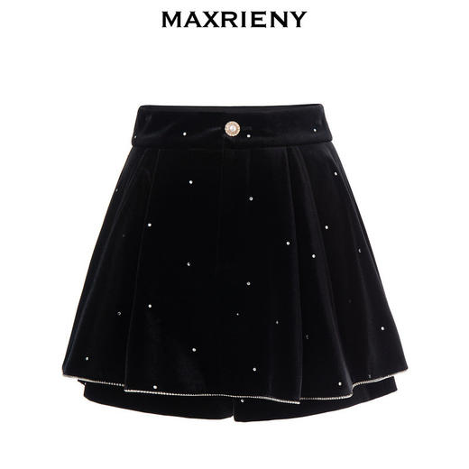 玛克门店发货：法式复古丝绒烫钻裤裙(货号:MS87PA515) 商品图4