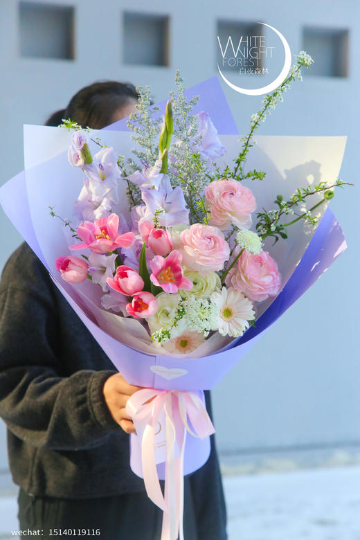 法式混搭花束粉紫色系清新柔和 商品图5
