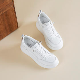 【牛皮革】西村名物2026年春季新款超轻厚底防滑显高舒适百搭小白鞋板鞋T26AM17781