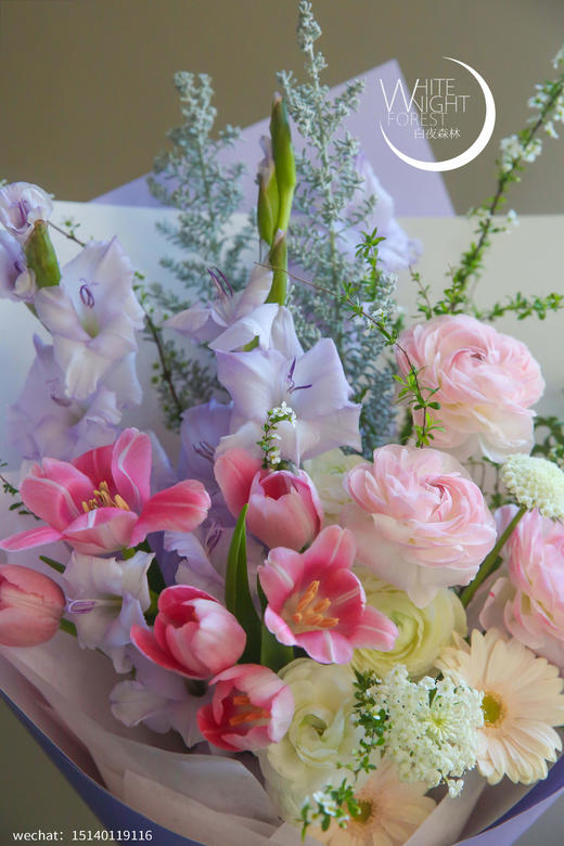 法式混搭花束粉紫色系清新柔和 商品图2