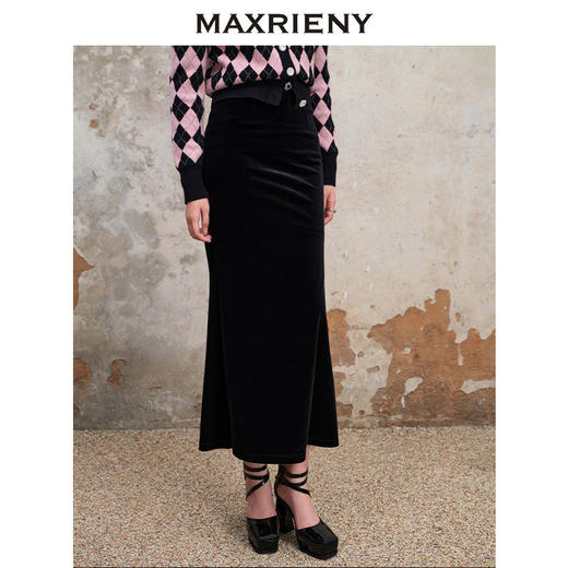 玛克门店发货：精致复古丝绒鱼尾半裙(货号:MS88SK522) 商品图0