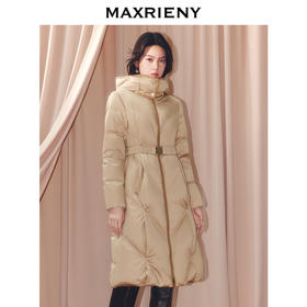 玛克门店发货：摩登复古收腰X型连帽羽绒服(货号:MF86DC511Y10)