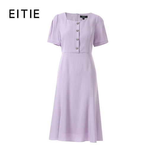 EITIE爱特爱醋纤优雅温柔方领大方收腰气质连衣裙2026春季新款8507211 商品图6