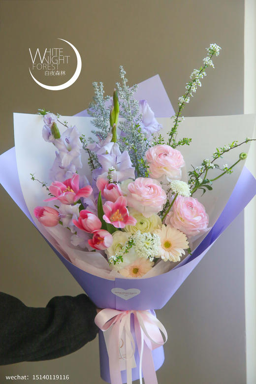 法式混搭花束粉紫色系清新柔和 商品图1