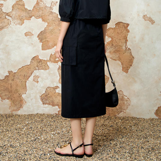 EITIE爱特爱舒适直筒抽绳松紧腰休闲显瘦半身裙春季新款8106811 商品图9