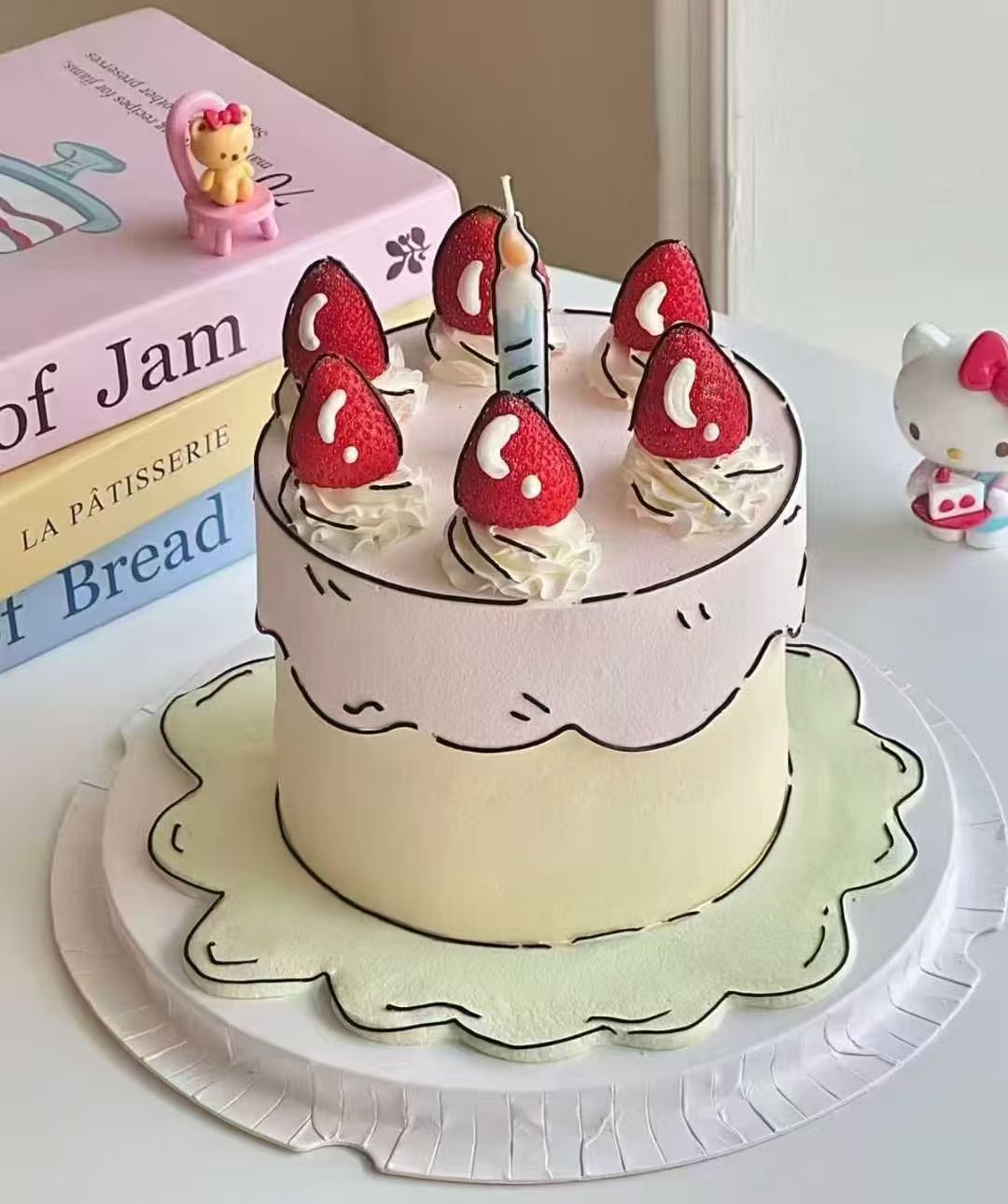 草莓二次元漫画蛋糕
