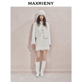 玛克门店发货：MAXRIENY珍珠流苏白色羽绒服(货号:MC85DC501)