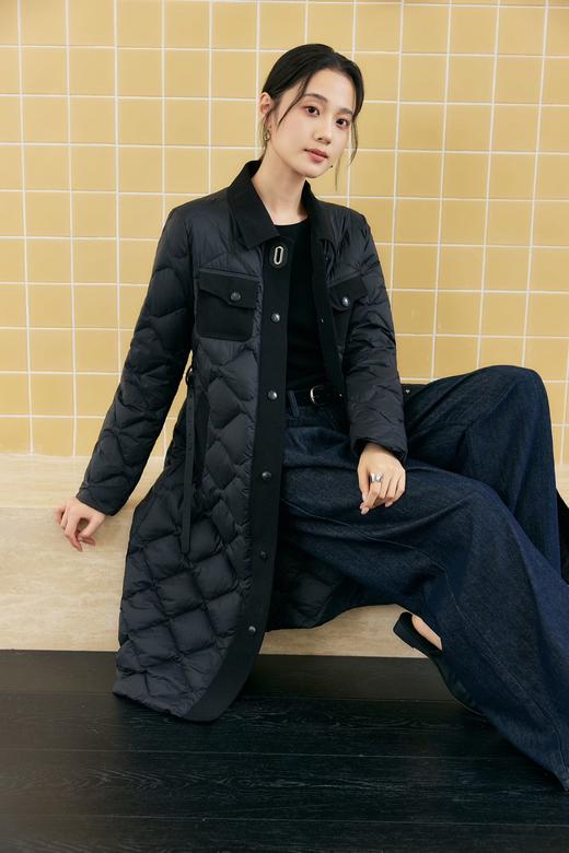 现货 臣禾	翻领鹅绒服中长款【90白鹅绒】配腰带拼接羽绒服	JZ254070675 商品图5