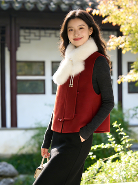 现货 臣禾	【新中式鸿运马甲】正反两穿圆领背心88.8%绵羊毛11.2%骆驼绒	JZ261010115