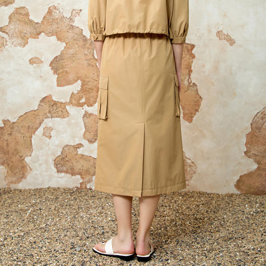 EITIE爱特爱舒适直筒抽绳松紧腰休闲显瘦半身裙春季新款8106811 商品图5