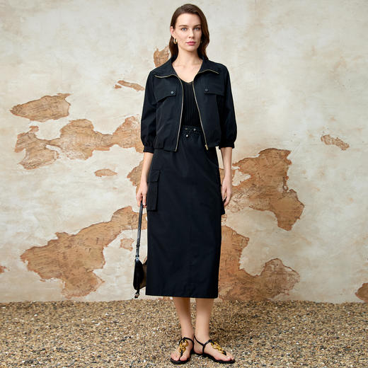 EITIE爱特爱七分袖修身显瘦短款休闲外套春新款8103812 商品图6