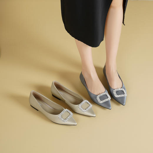 Westory2026年春季尖头平底真丝牛皮单鞋通勤休闲百搭浅口鞋S26AE50761 商品图7