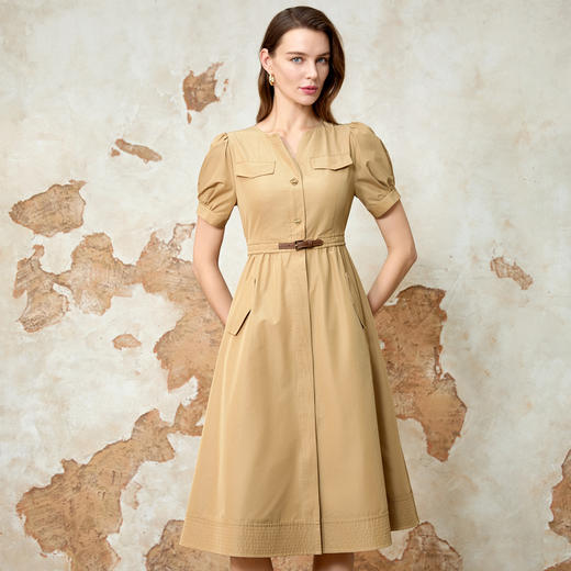 EITIE爱特爱春季新款时尚休闲显瘦收腰连衣裙8107819 商品图3