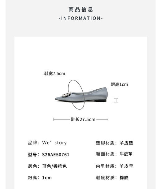 Westory2026年春季尖头平底真丝牛皮单鞋通勤休闲百搭浅口鞋S26AE50761 商品图12