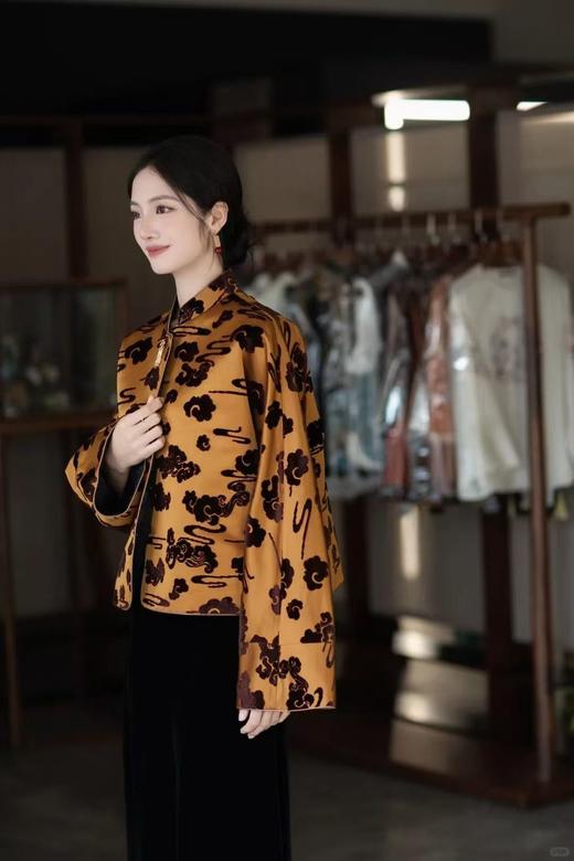 盛唐牡丹| 祥云纹真丝漳缎外套 商品图3