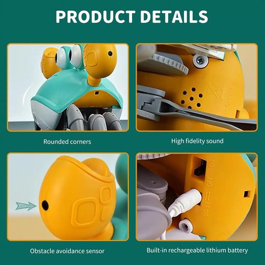 电动感应螃蟹 会动的逃跑行走蟹玩具 哄娃神器 商品图2